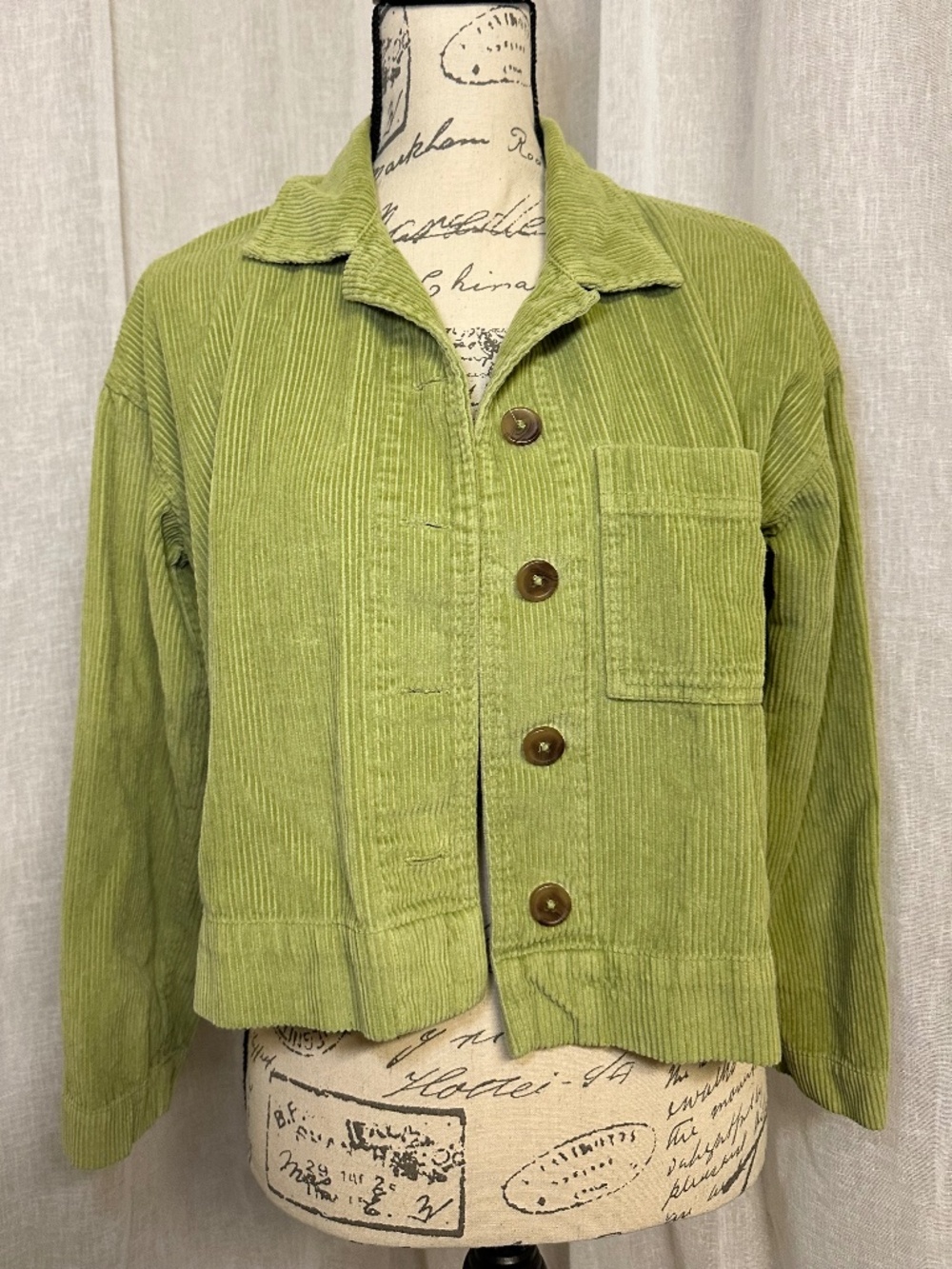 Lime Green Cotton Corduroy Shirt Jacket Coat by Urban Outfitters size XS